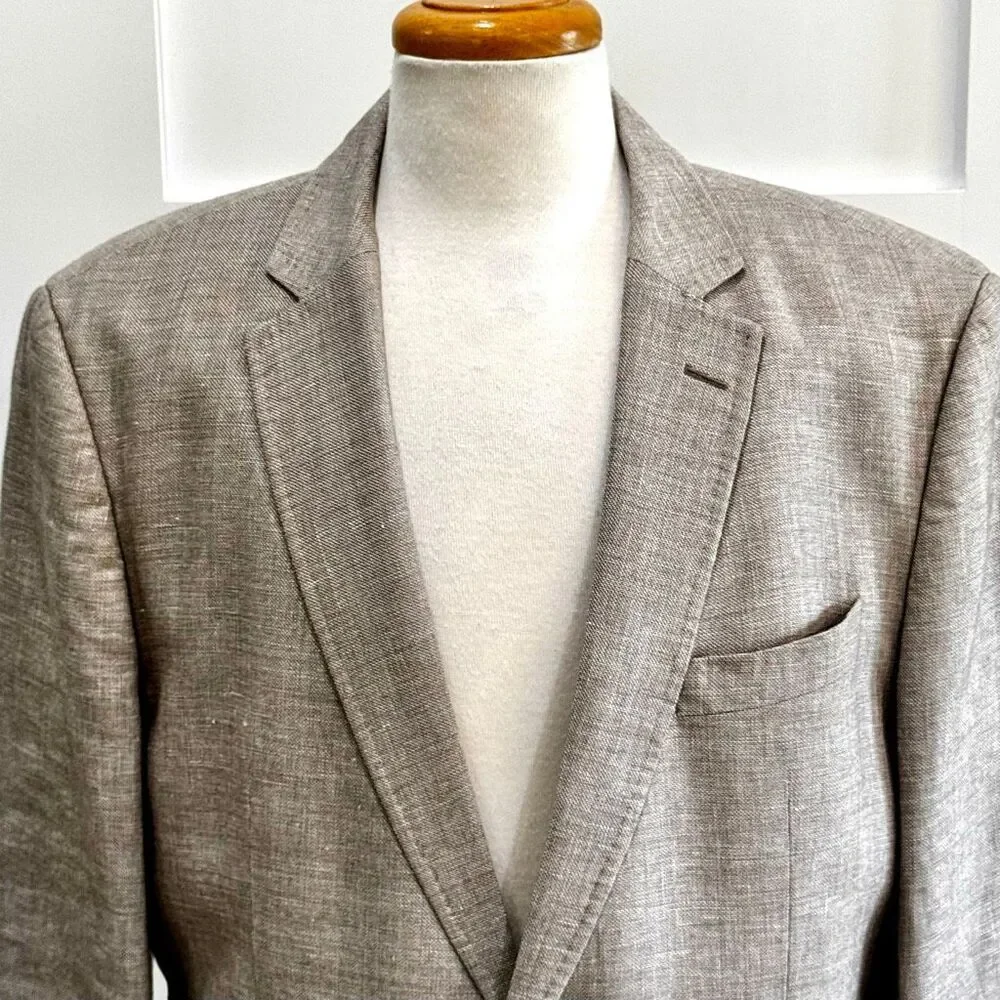 Hugo Boss hutson3  Linen/Wool 2 Button Blazer. Tan. Size 46R